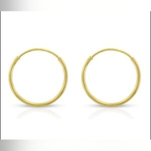 NWOT 14k Yellow Gold 10mm Thin Endless Hoop Earrings